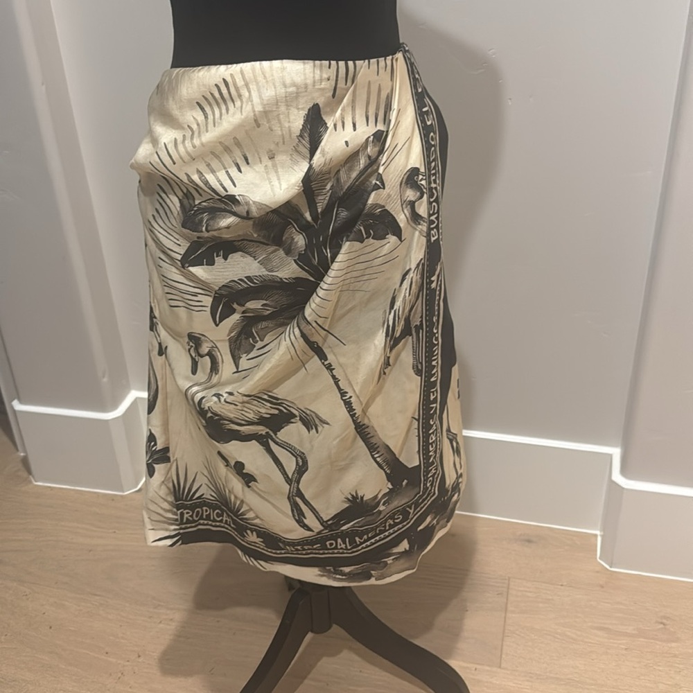 H&M Flamingo Print Skirt with Black Accents
